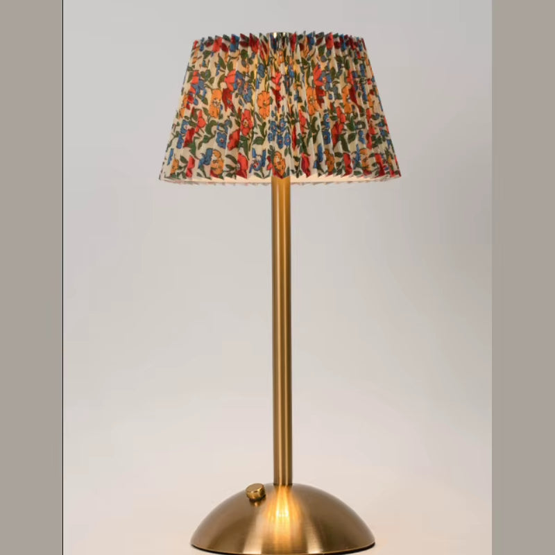 Cordless Rechargeable Table Lamp with Pleated Shade