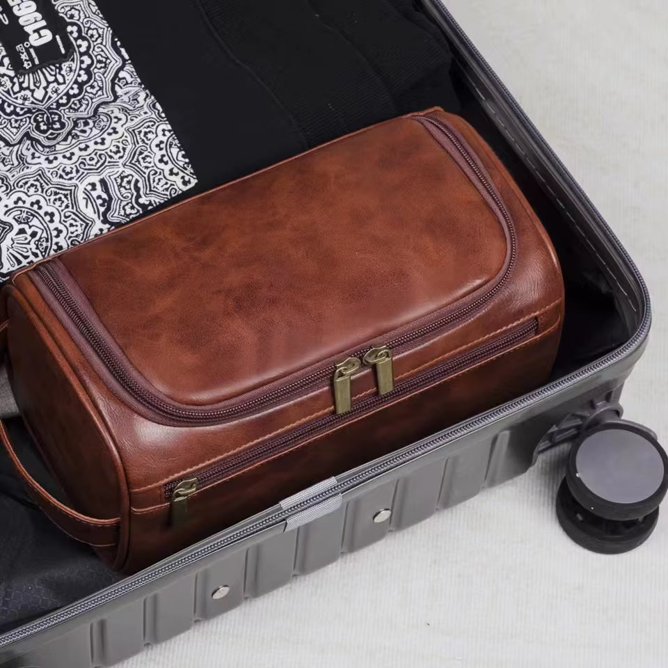 Vegan Leather Hanging Toiletry Bag