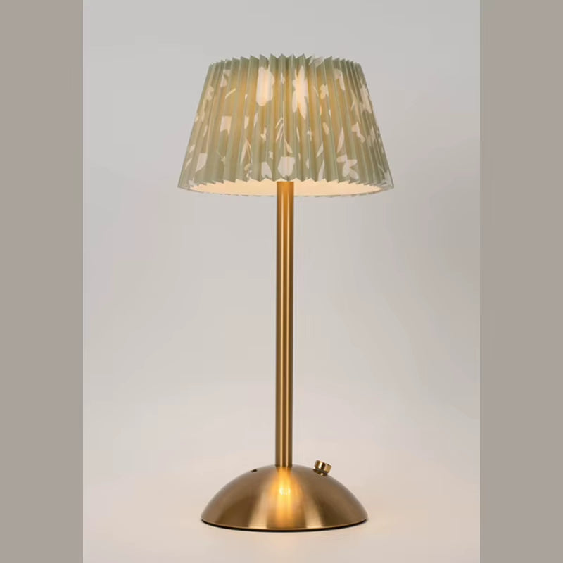 Cordless Rechargeable Table Lamp with Pleated Shade
