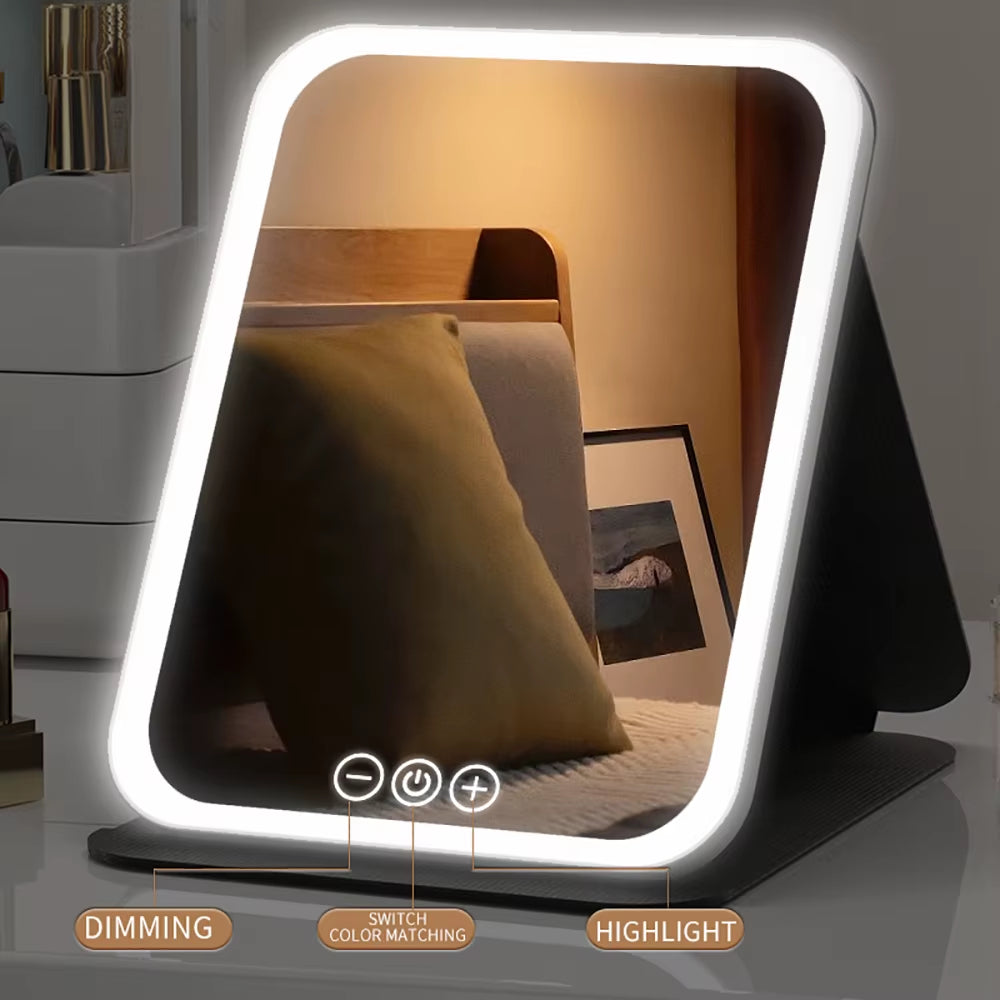 Tri-Fold LED Vanity Mirror, Rechargeable