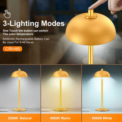 Aluminum Mushroom Cordless Table Lamp