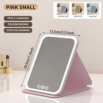 Tri-Fold LED Vanity Mirror, Rechargeable