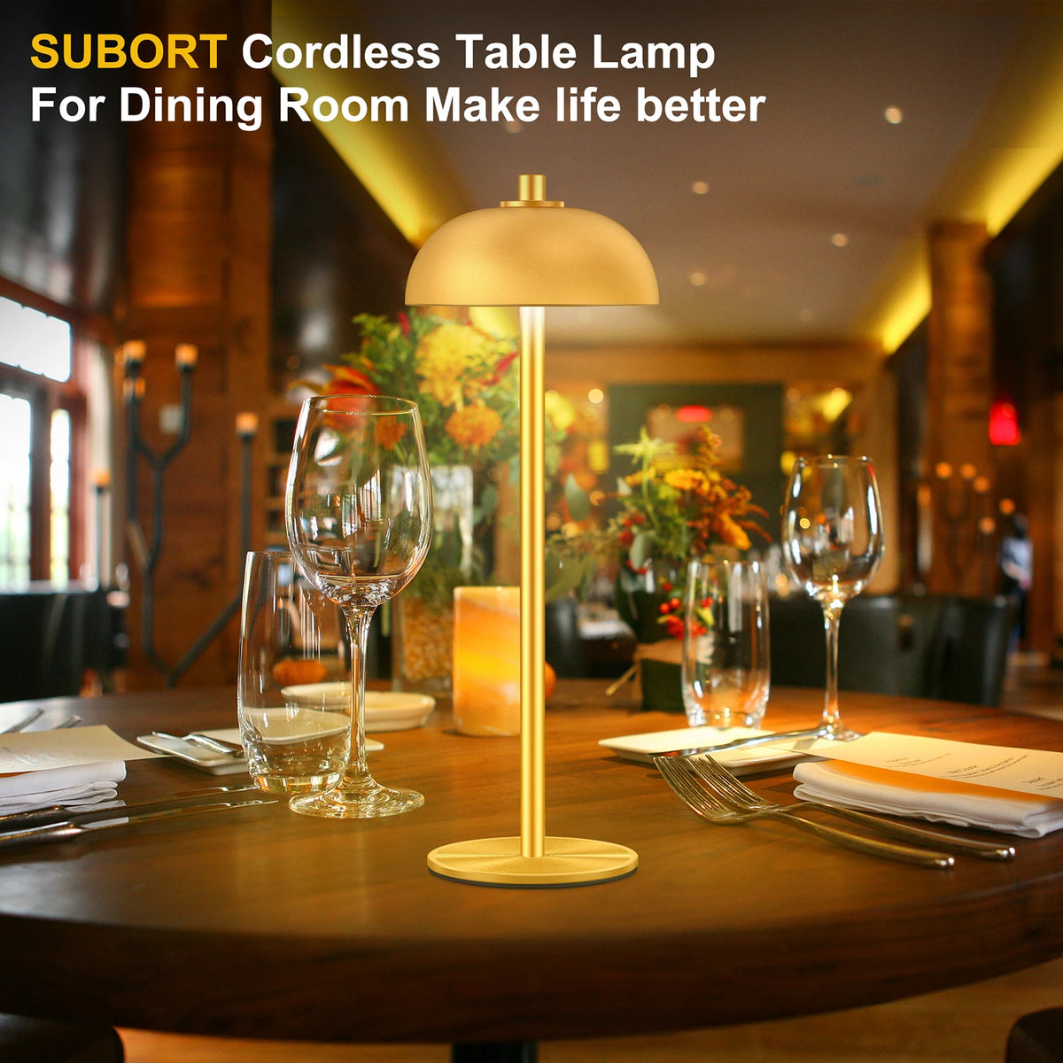 Aluminum Mushroom Cordless Table Lamp