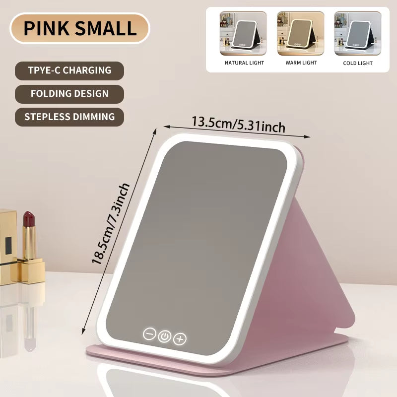 Tri-Fold LED Vanity Mirror, Rechargeable