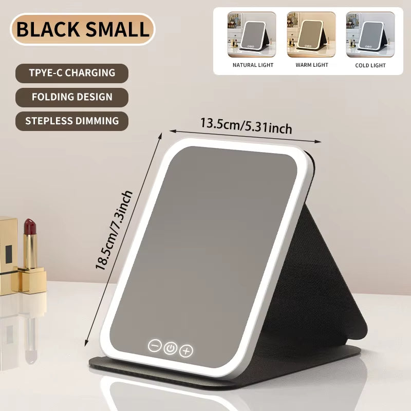 Tri-Fold LED Vanity Mirror, Rechargeable