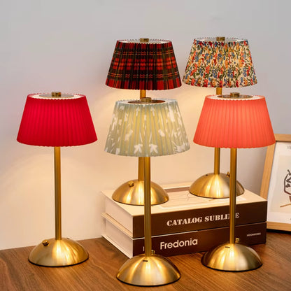 Cordless Rechargeable Table Lamp with Pleated Shade