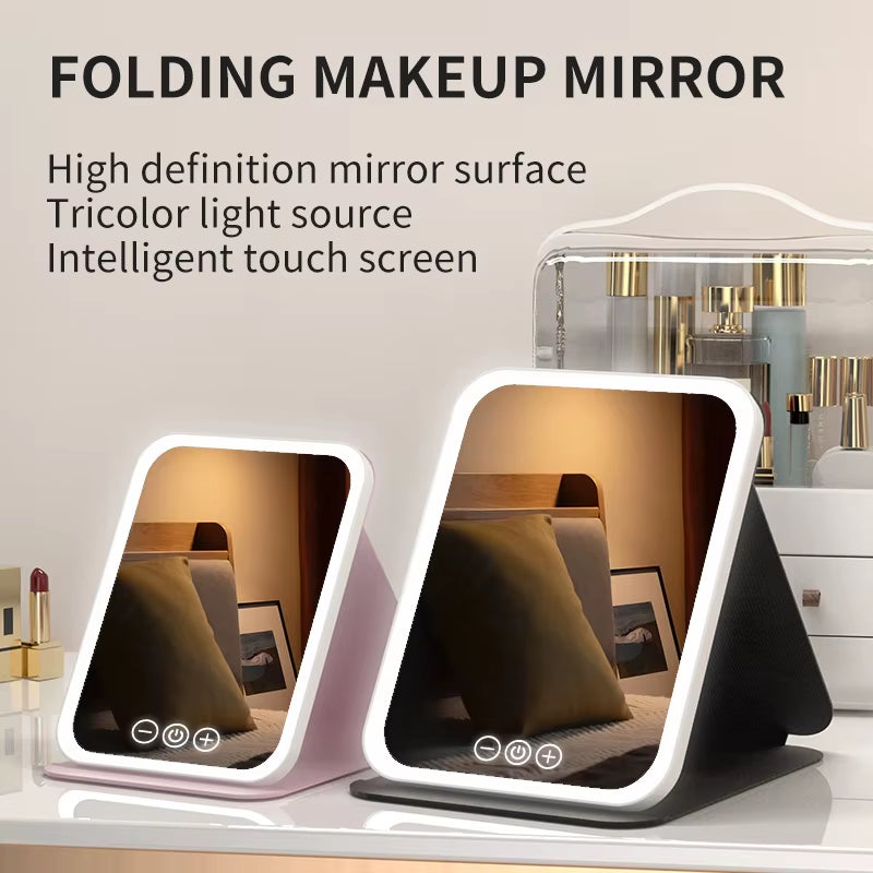 Tri-Fold LED Vanity Mirror, Rechargeable
