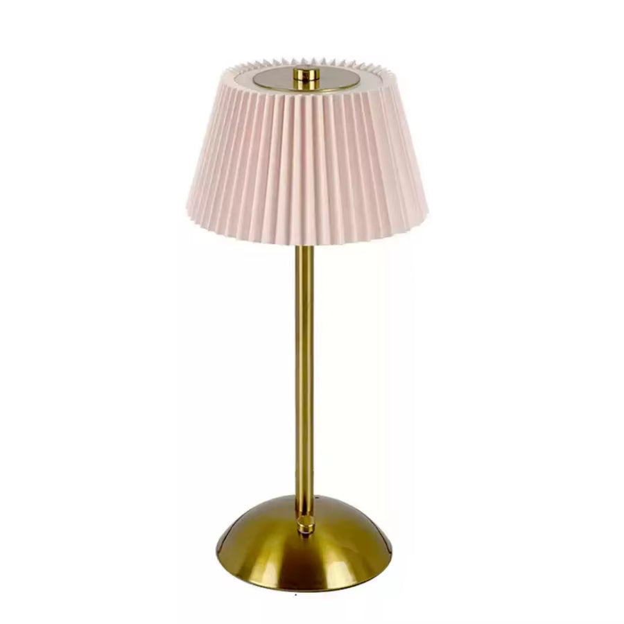 Cordless Rechargeable Table Lamp with Pleated Shade