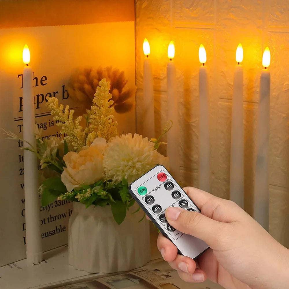 Flameless LED Taper Candles, Set of 6 with Remote