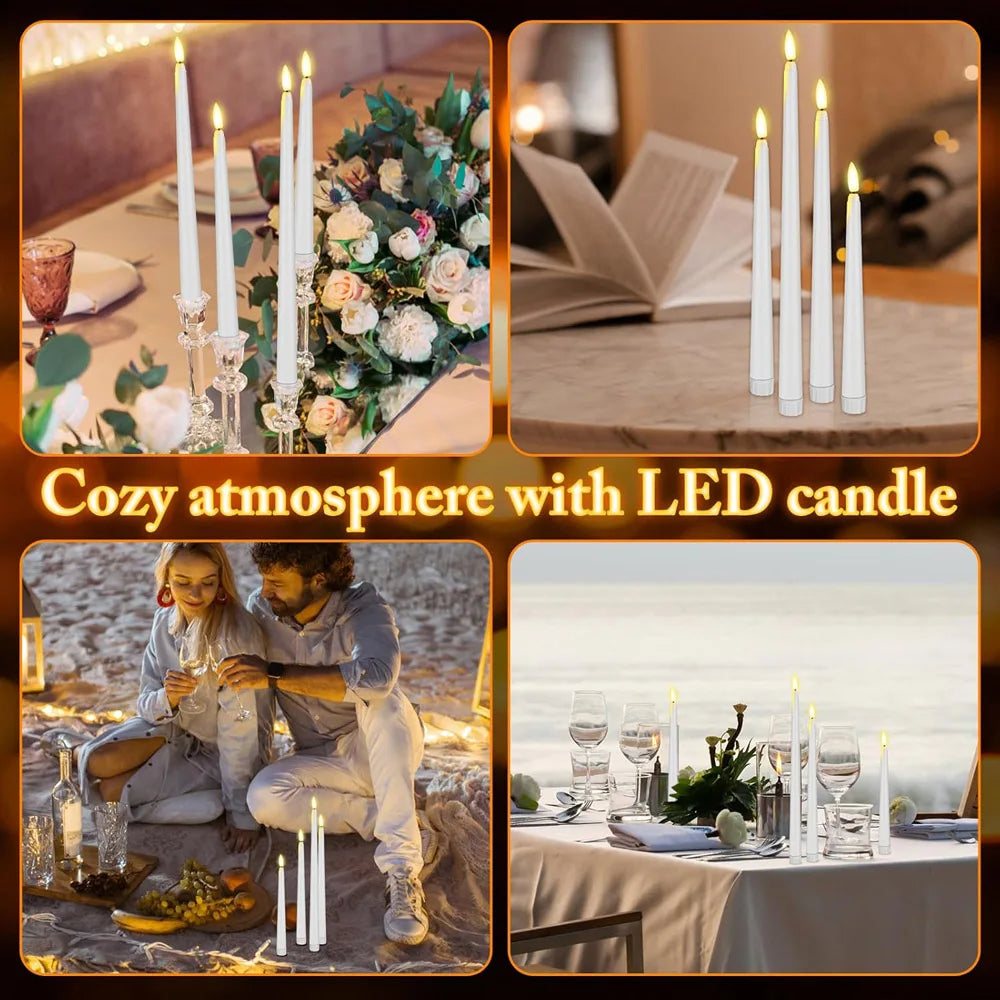 Flameless LED Taper Candles, Set of 6 with Remote