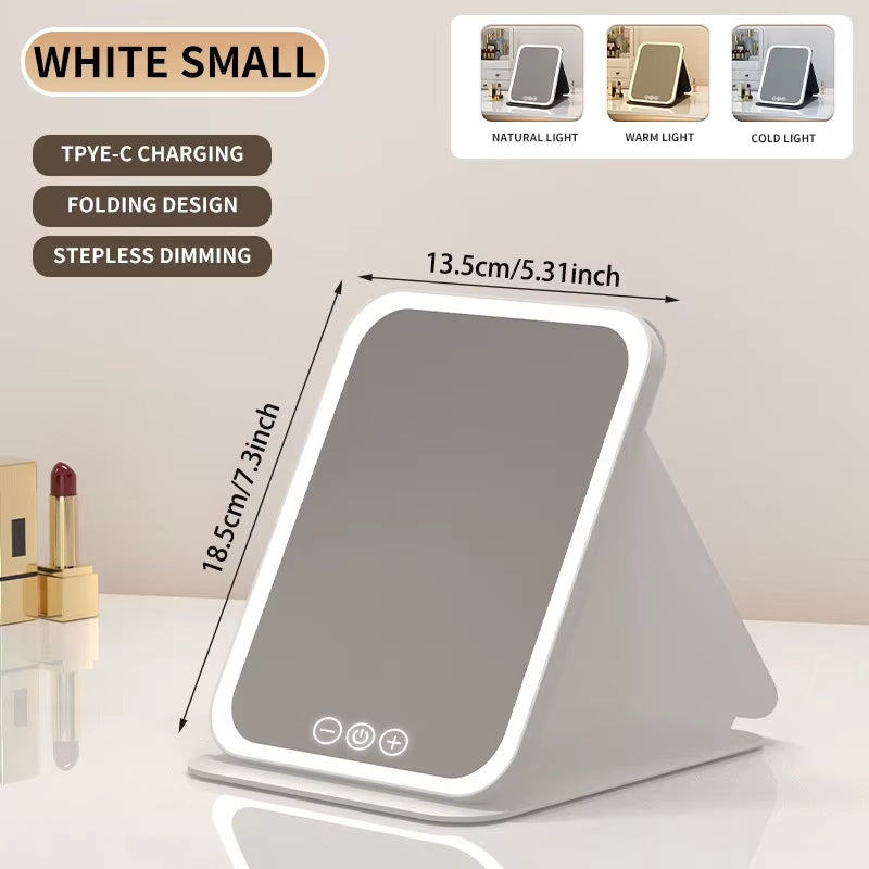 Tri-Fold LED Vanity Mirror, Rechargeable