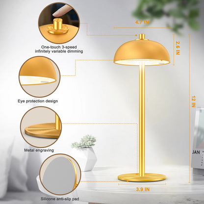 Aluminum Mushroom Cordless Table Lamp