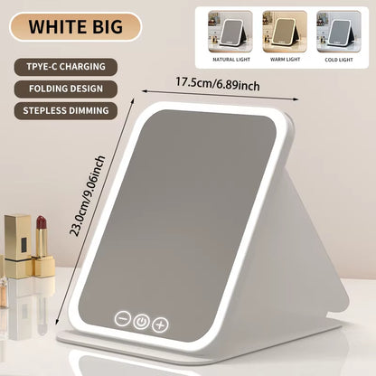 Tri-Fold LED Vanity Mirror, Rechargeable