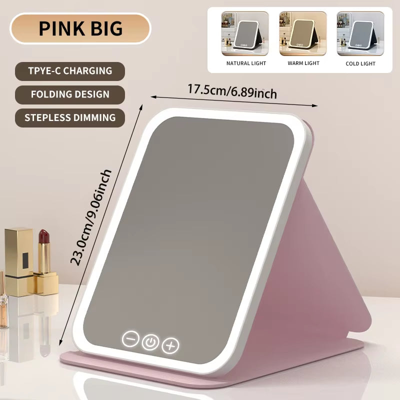 Tri-Fold LED Vanity Mirror, Rechargeable