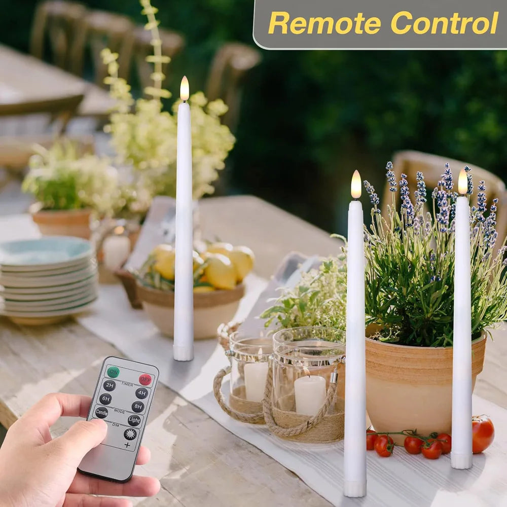 Flameless LED Taper Candles, Set of 6 with Remote