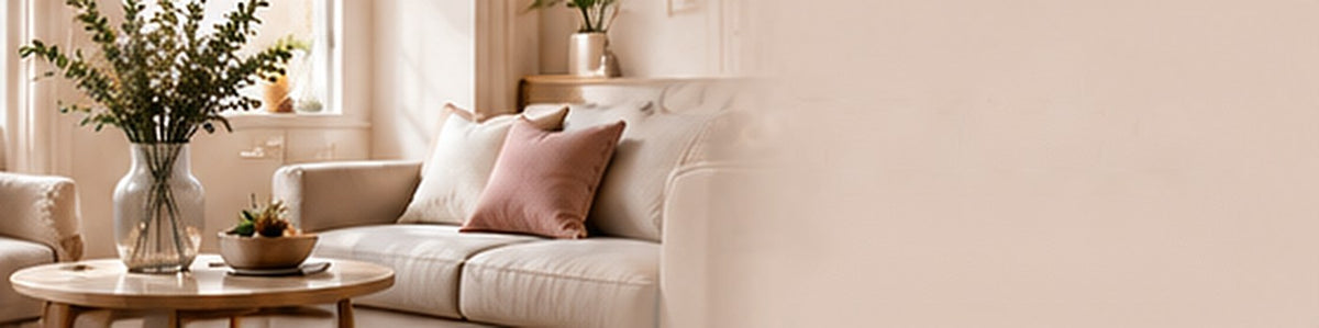 Bright living room with sofa and vase